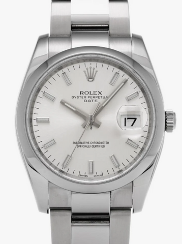 Rolex Oyster Perpetual Date 115200 Automatic SS SIlver Dial Men's Watch 34mm