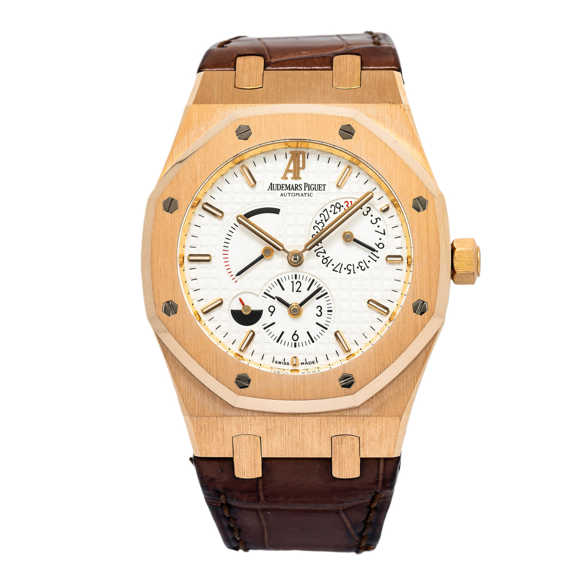 Audemars Piguet Royal Oak Dual Time 26120OR Auto 18k RG White Dial Men's 39mm