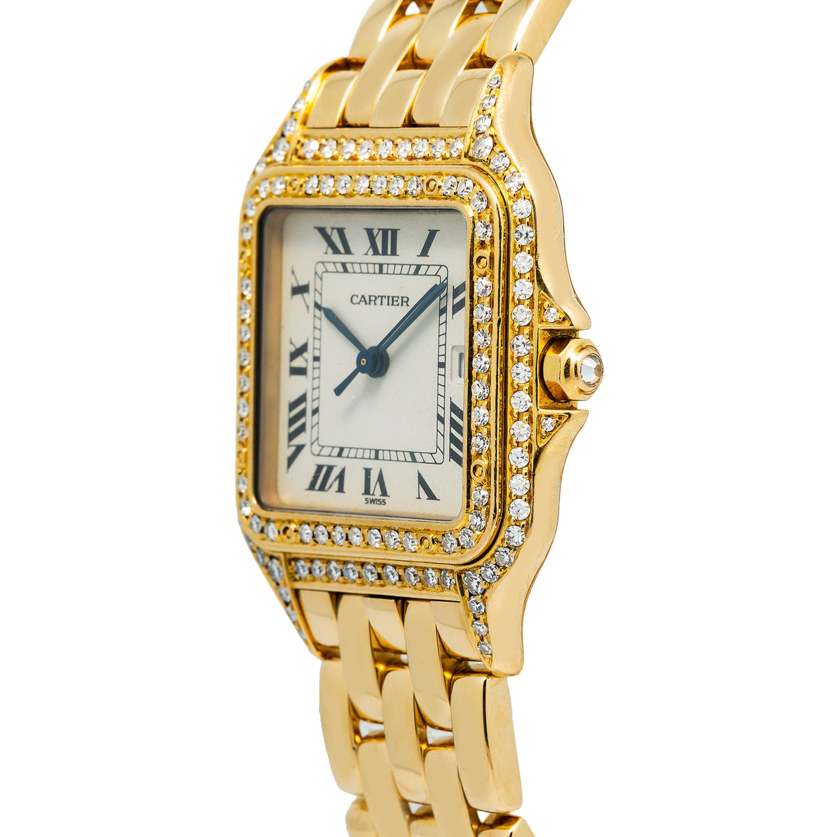 Cartier Panthere Jumbo W25014B9 Quartz 18k YG Diamond Ivory Dial Unisex 29mm