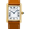 Cartier Tank 78086 18k YG White Paris Dial Manual Wind Unisex Watch 23x30mm