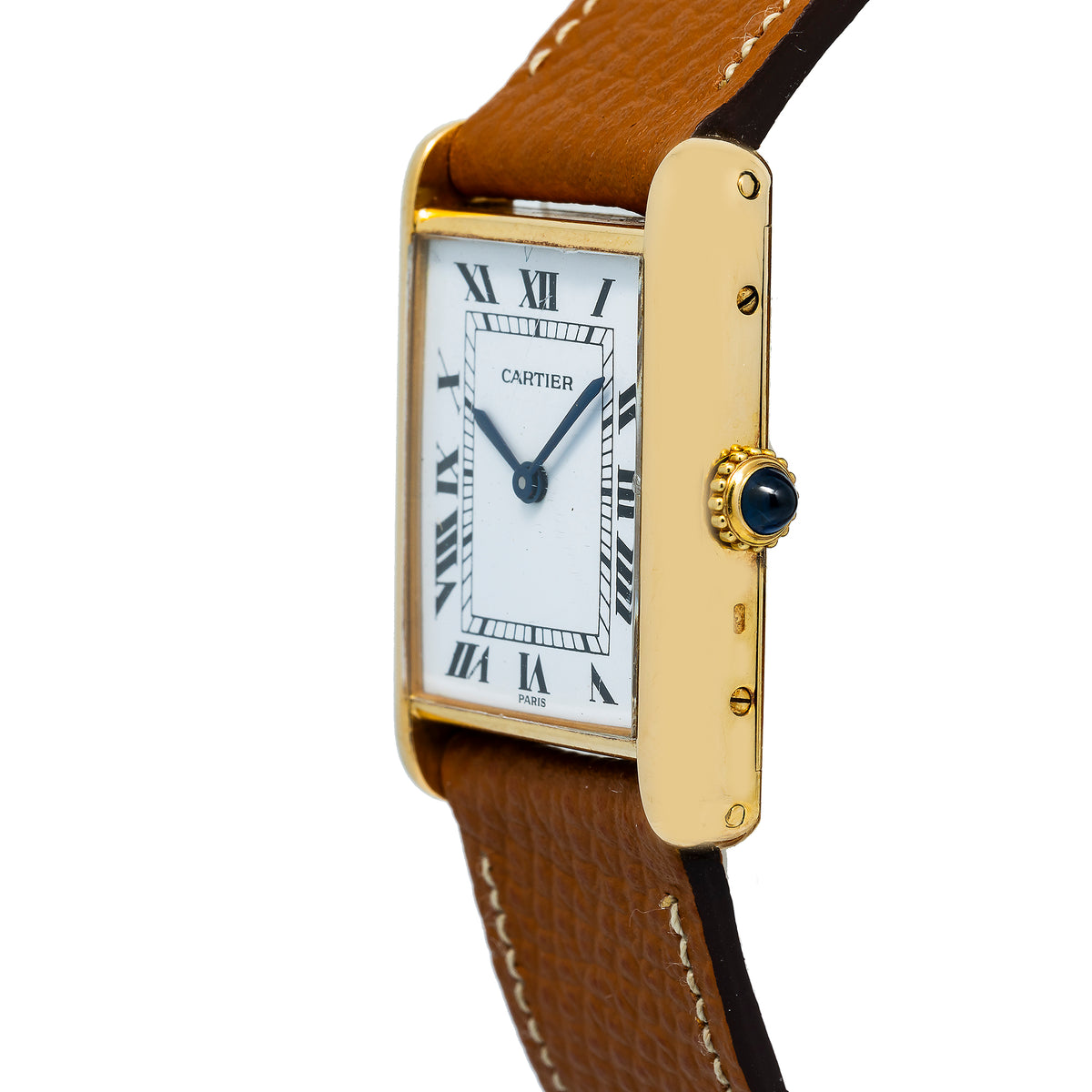 Cartier Tank 78086 18k YG White Paris Dial Manual Wind Unisex Watch 23x30mm