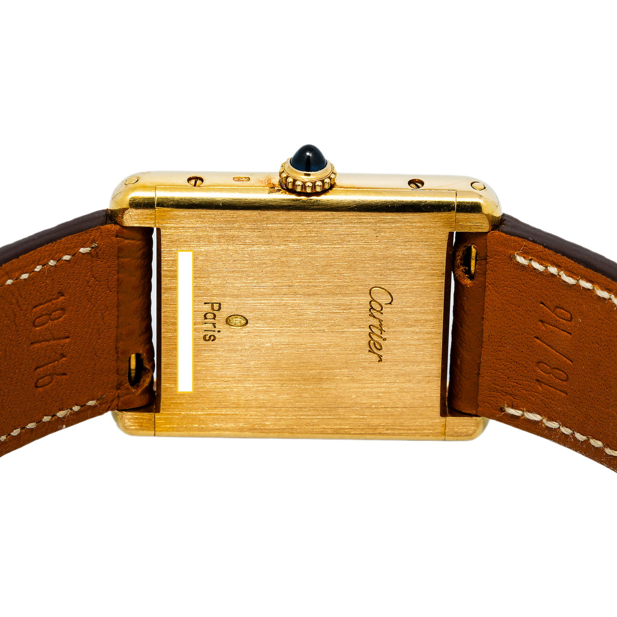 Cartier Tank 78086 18k YG White Paris Dial Manual Wind Unisex Watch 23x30mm