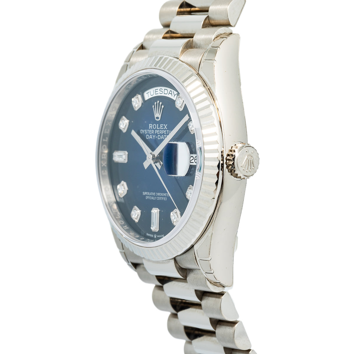 Rolex Day-Date 128239 President 18k Factory Ombre Blue DIamond Dial Watch 36mm