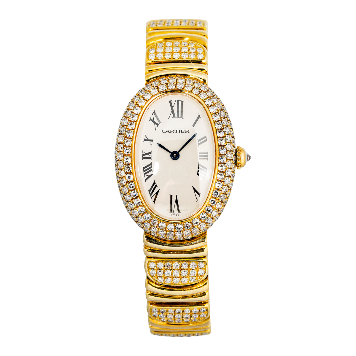 Cartier Baignoire 1954 W1506056 Quartz 18k YG Ivory Dial Women's Watch 22mm