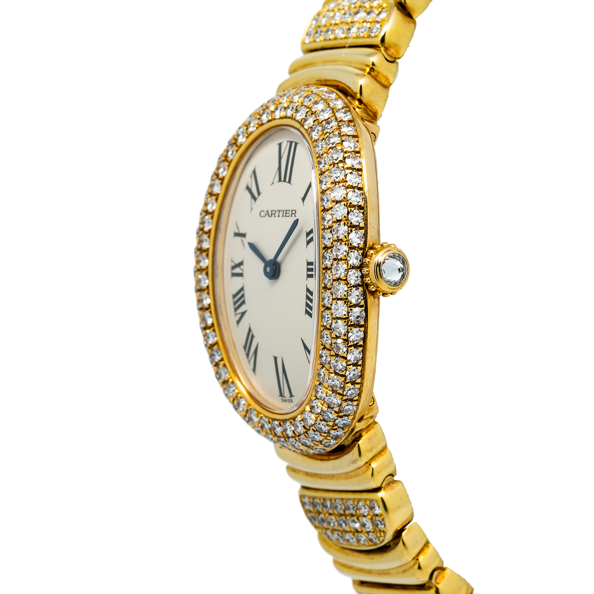 Cartier Baignoire 1954 W1506056 Quartz 18k YG Ivory Dial Women's Watch 22mm