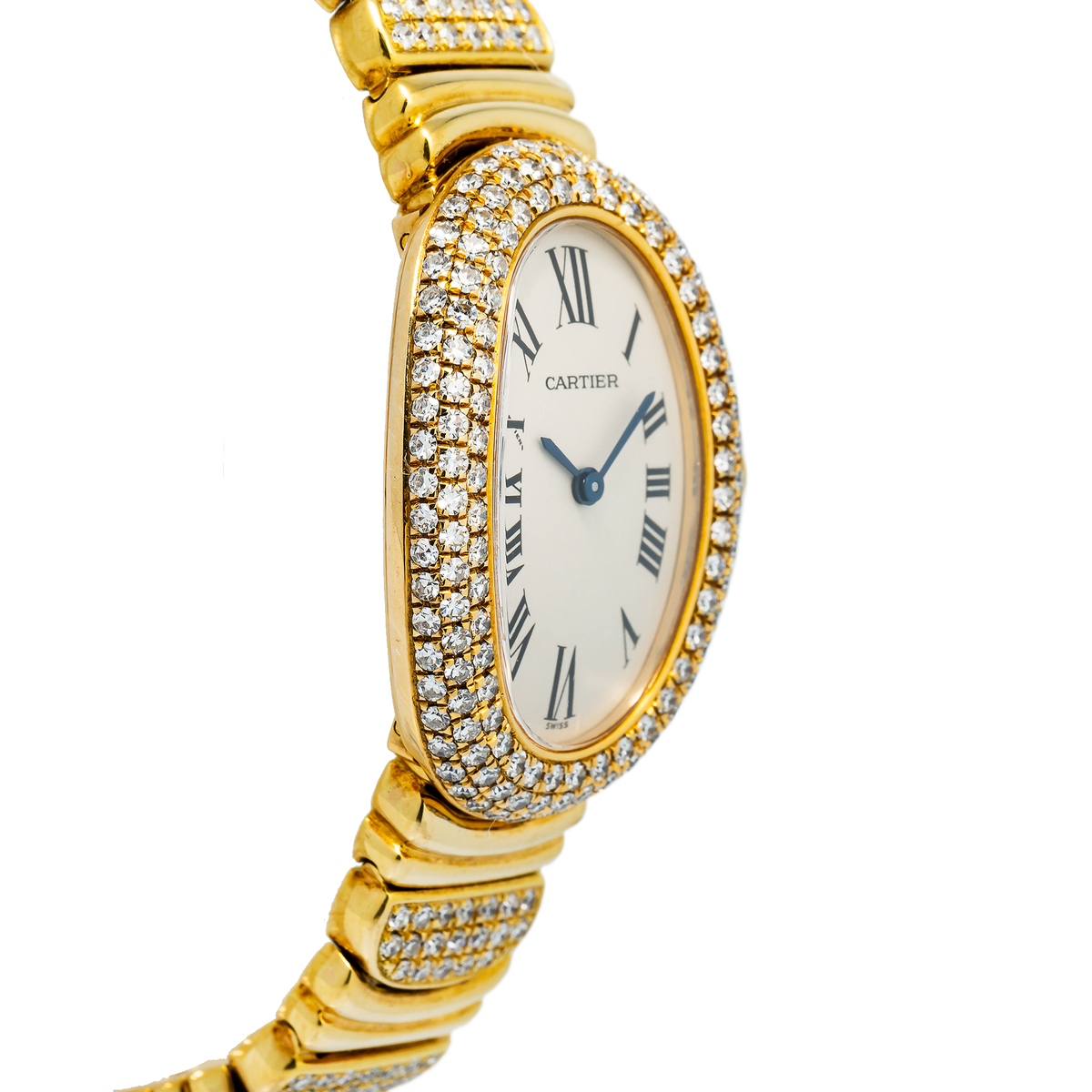Cartier Baignoire 1954 W1506056 Quartz 18k YG Ivory Dial Women's Watch 22mm