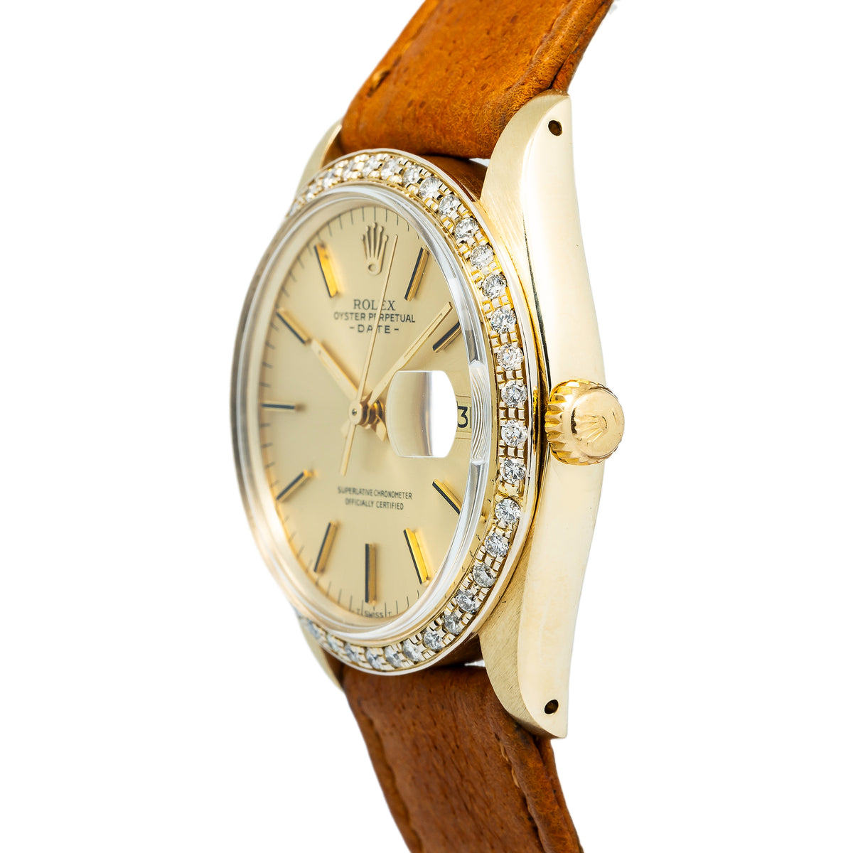 Rolex 1503 Date 14k Yellow Gold Automatic Champagne Dial Unisex Watch 34mm
