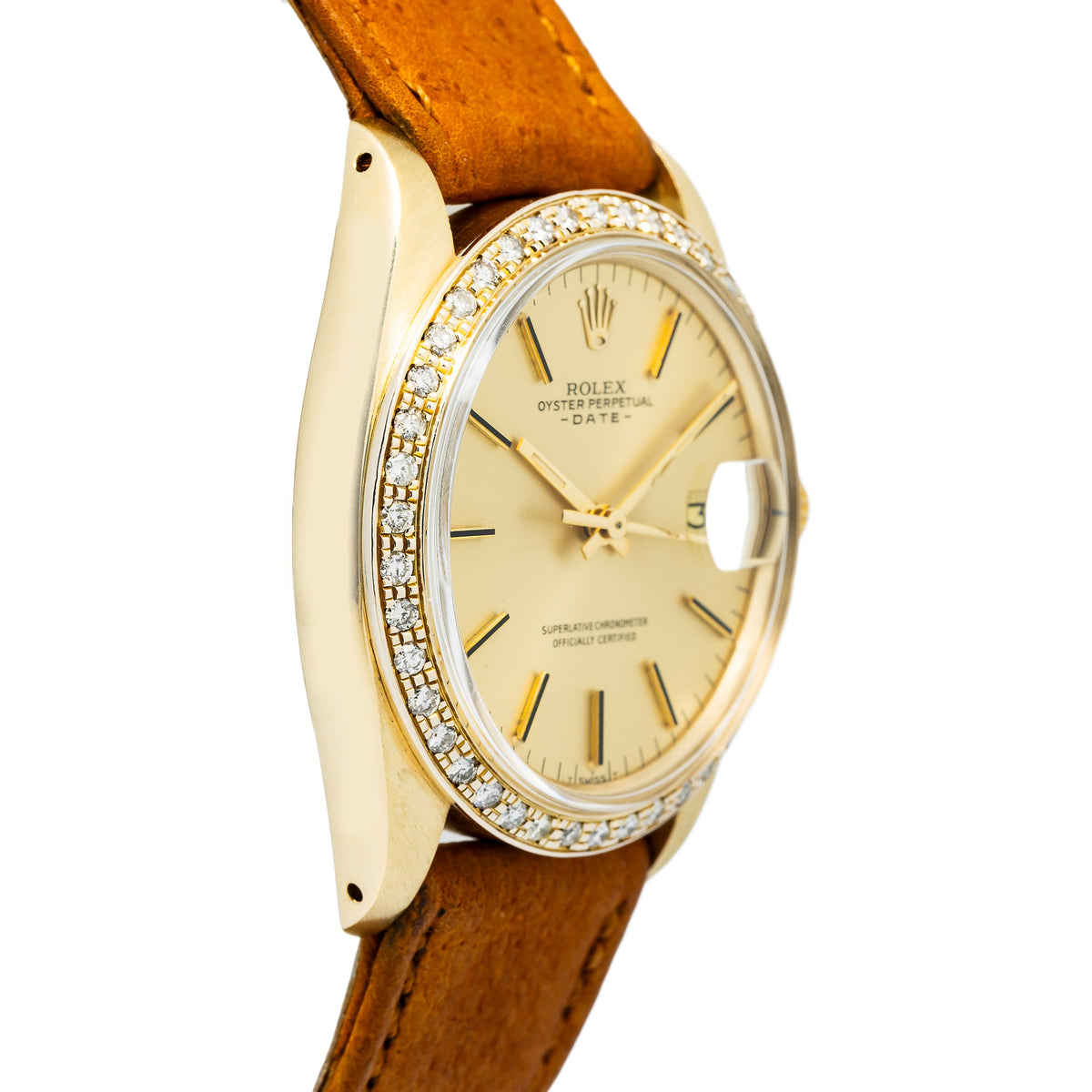 Rolex 1503 Date 14k Yellow Gold Automatic Champagne Dial Unisex Watch 34mm