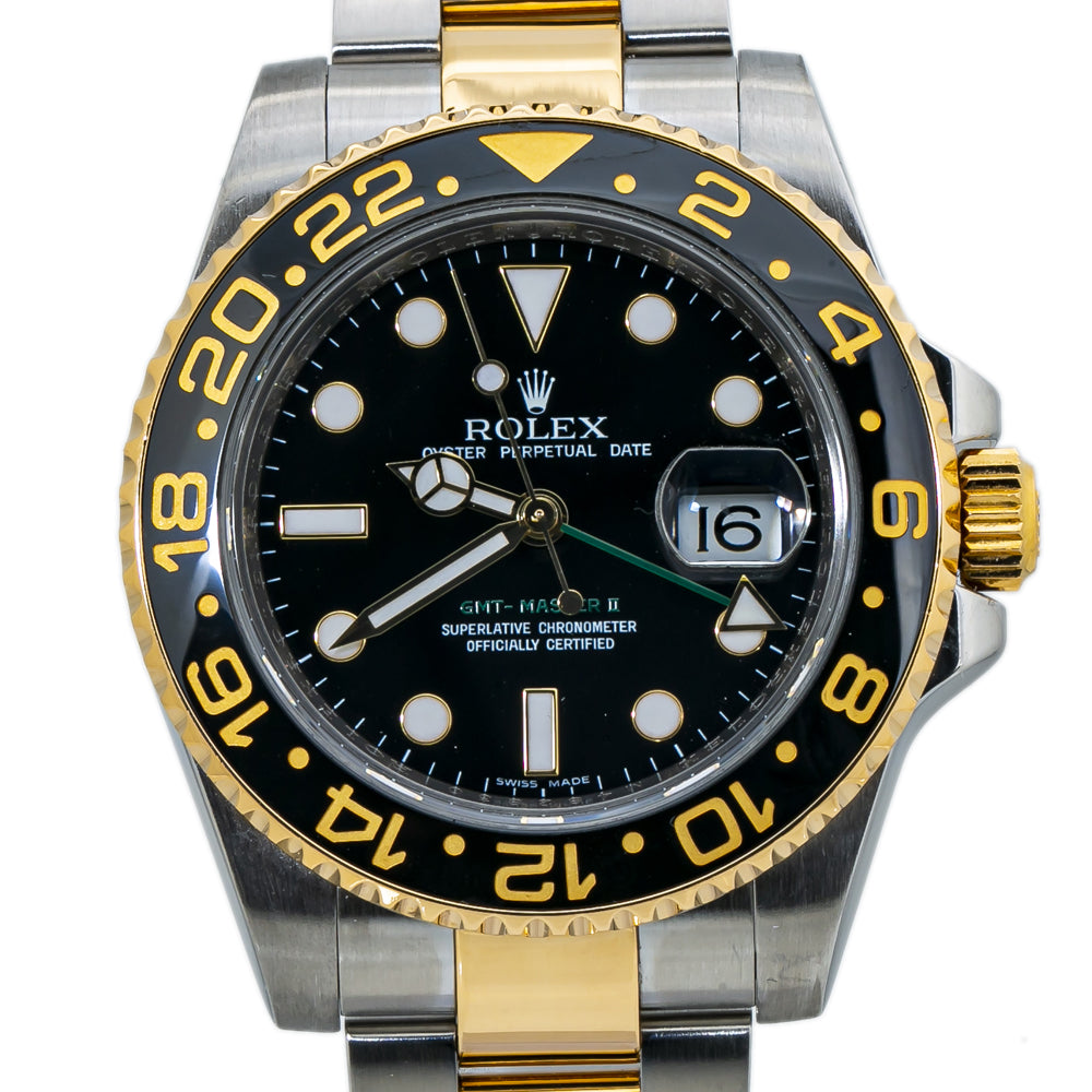 Rolex GMT-Master II 116713LN Automatic YG Two Tone Black Dial Men's Watch 40mm