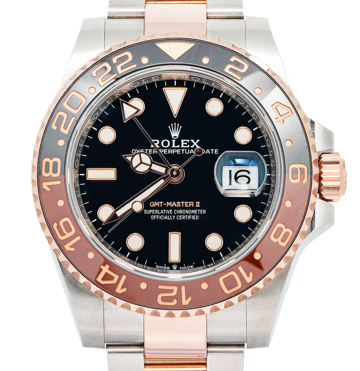 Rolex GMT-Master II 126711CHNR RootBeer Auto RG Two Tone Black Dial Men's 40mm