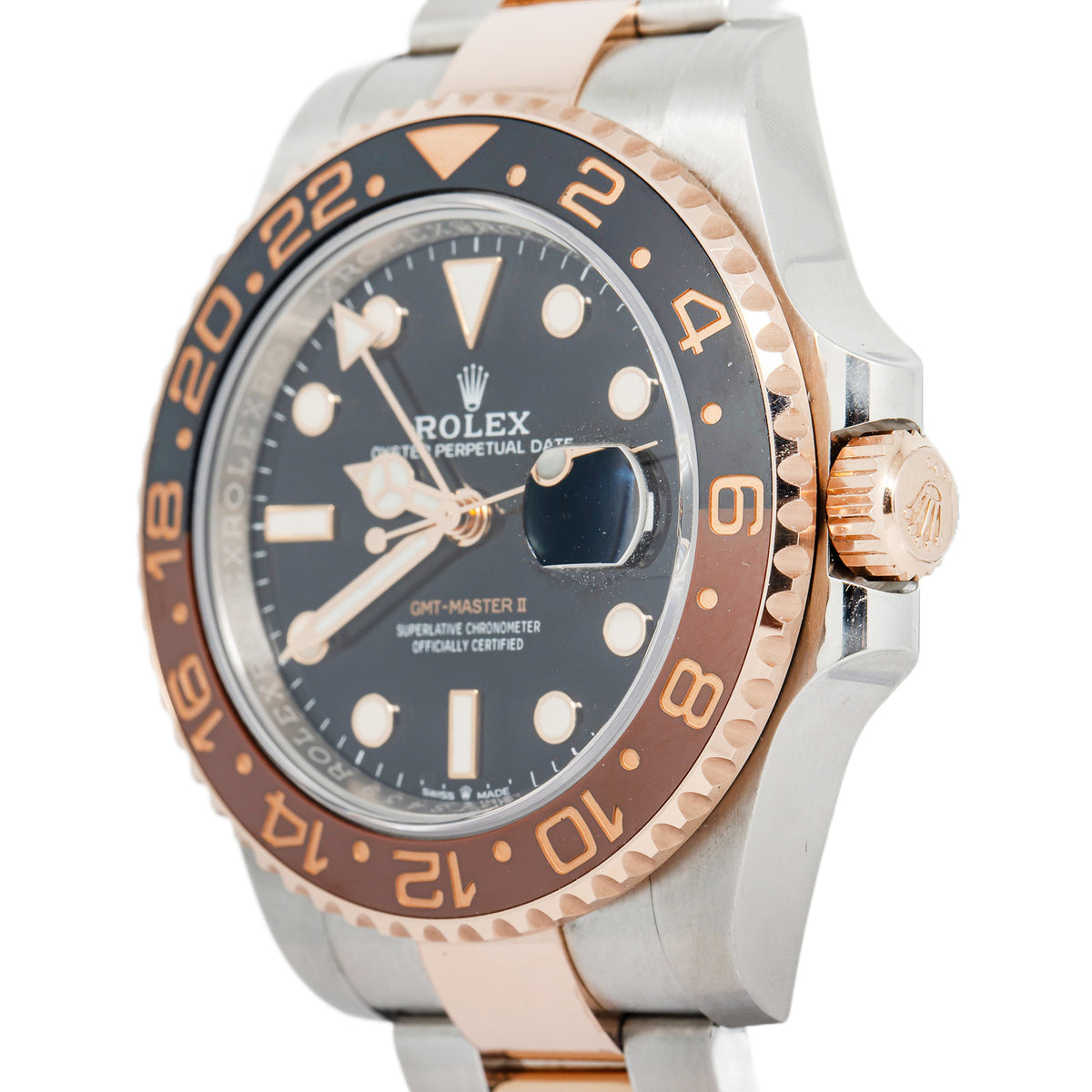 Rolex GMT-Master II 126711CHNR RootBeer Auto RG Two Tone Black Dial Men's 40mm