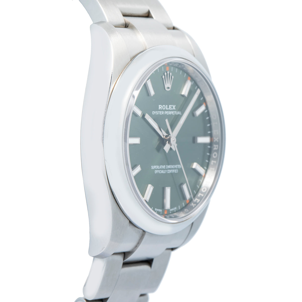 Rolex Oyster Perpetual 114200 2018 Card Stainless Green Dial Unisex Watch 34mm