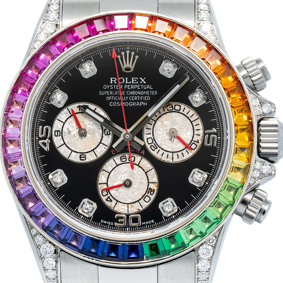 Rolex Cosmograph Daytona 116520 Rainbow Aftermarket Setting Unisex Watch 40mm