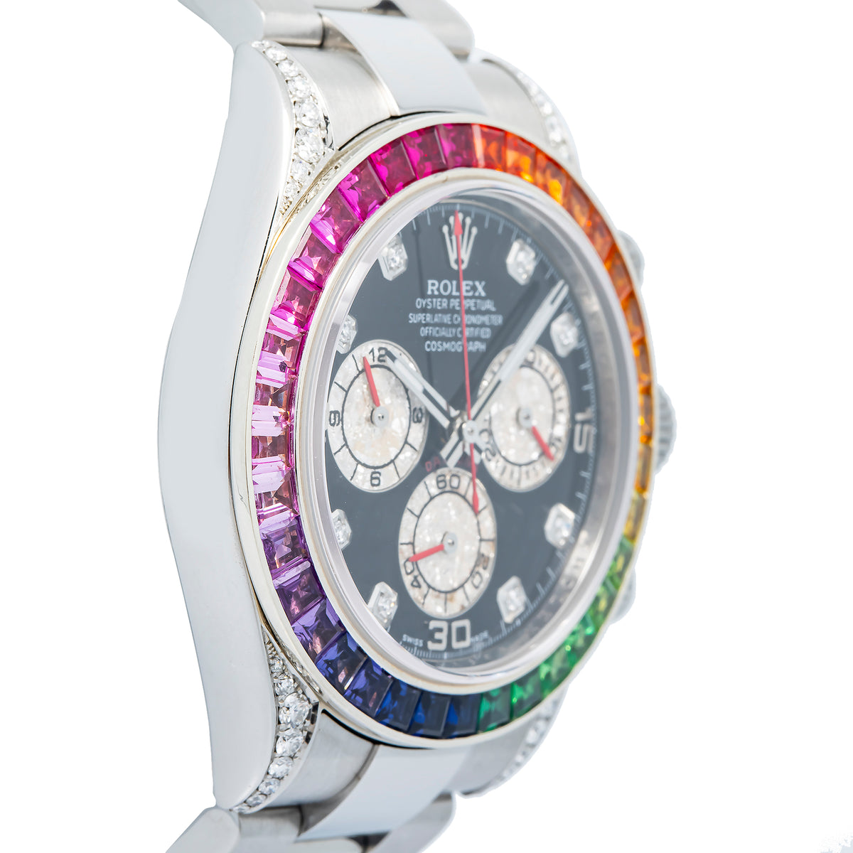 Rolex Cosmograph Daytona 116520 Rainbow Aftermarket Setting Unisex Watch 40mm