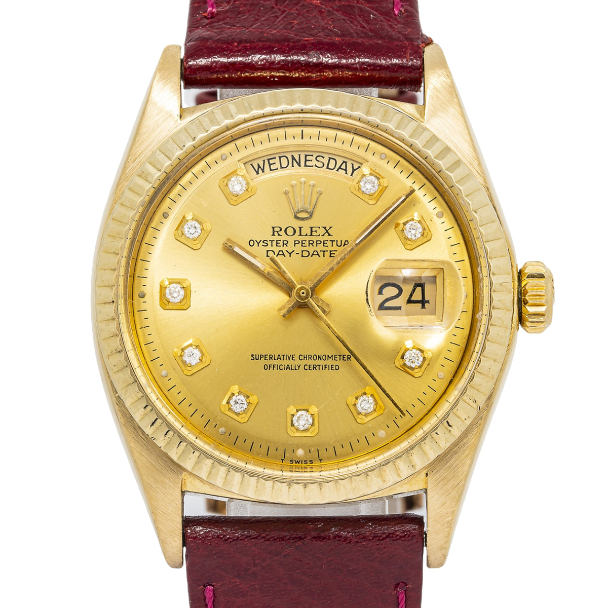Rolex Day-Date 1803 18k YG Auto Diamond Champagne Dial Unisex Watch 36mm