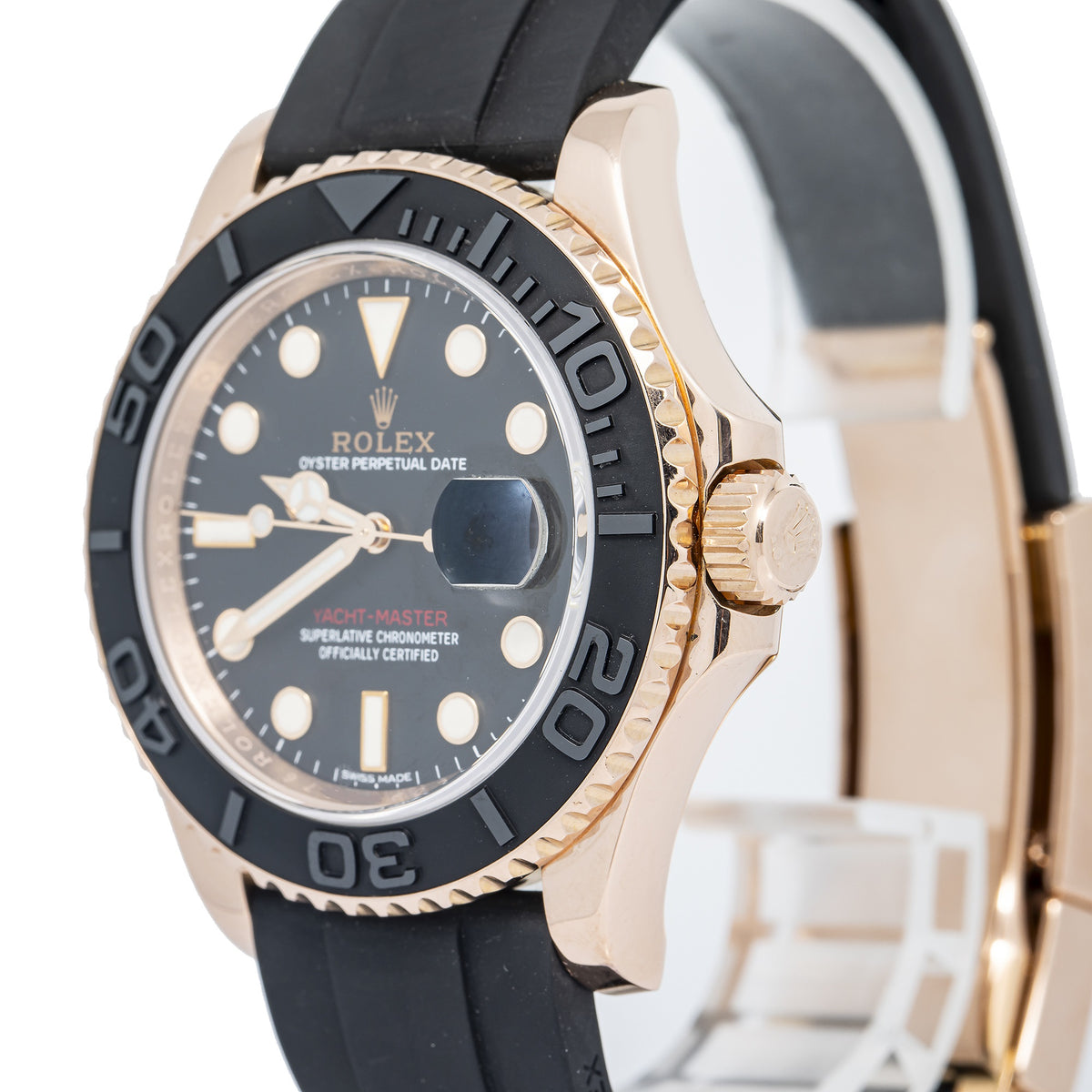 Rolex Yacht-Master 116655 Automatic 18k Rose Gold Black Dial Men's Watch 40mm