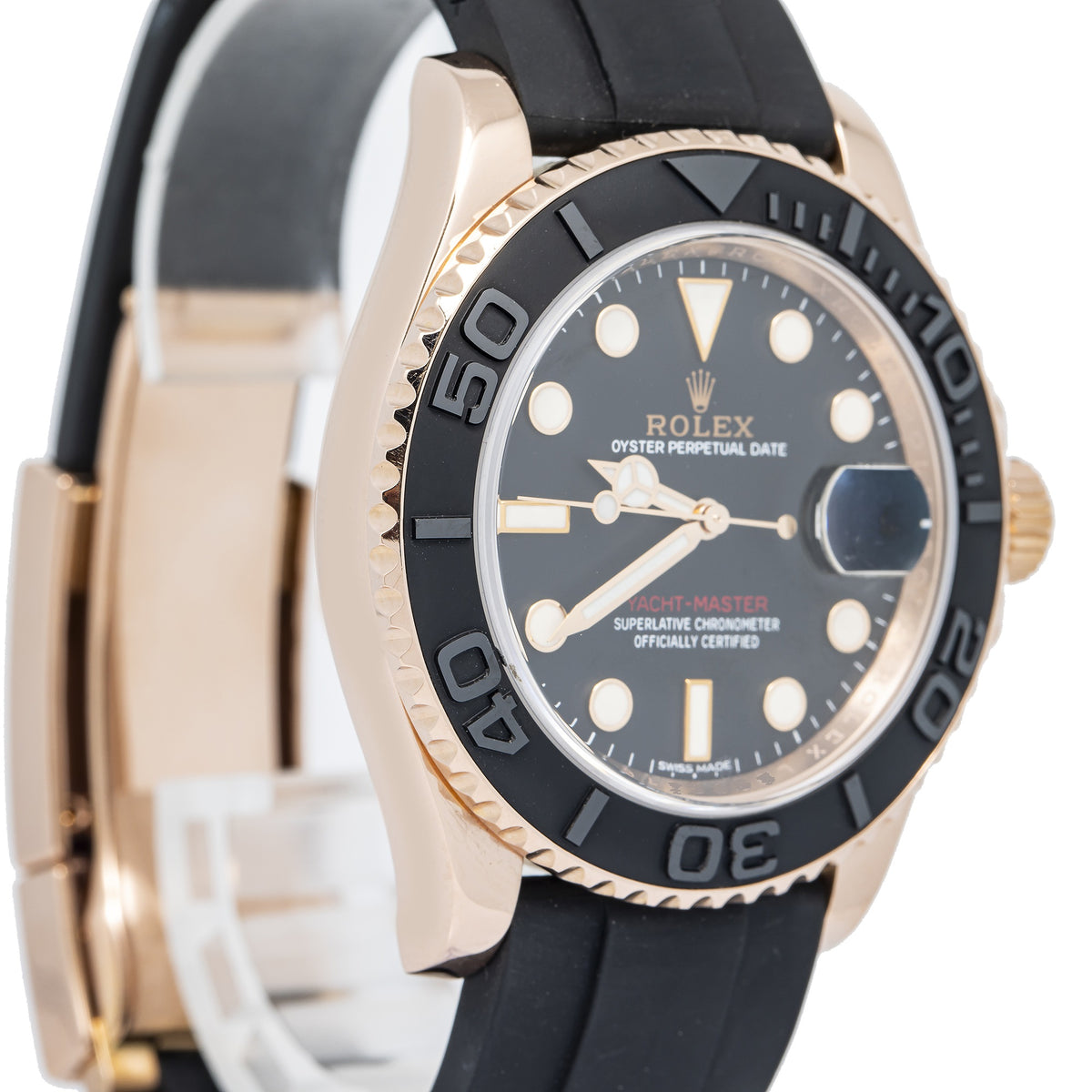 Rolex Yacht-Master 116655 Automatic 18k Rose Gold Black Dial Men's Watch 40mm