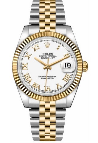 Rolex Datejust 116233 Automatic Yellow Gold Two Tone White Dial Men's Watch 36mm