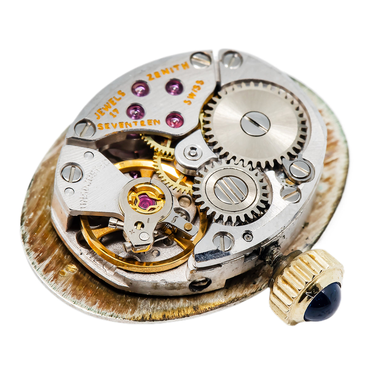 Zenith Movado Vintage Cal. 1120 17 Jewels Auto Watch Movement with White Dial