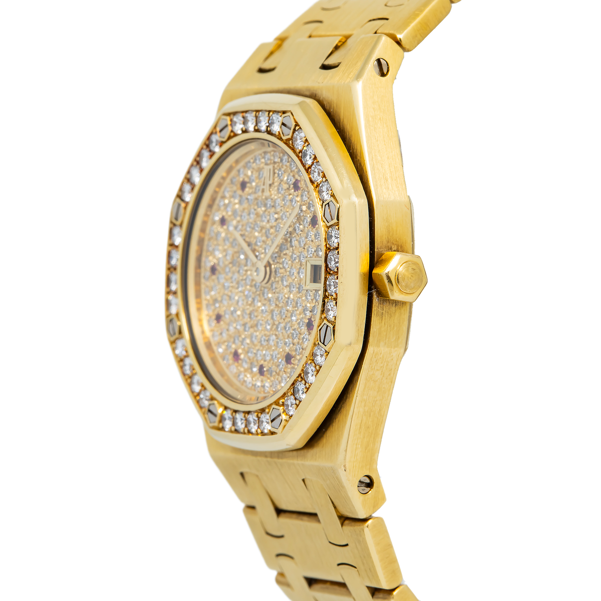 Audemars Piguet Royal Oak 14587BA RARE 18k YG Factory Ruby & Diamonds Auto 30mm