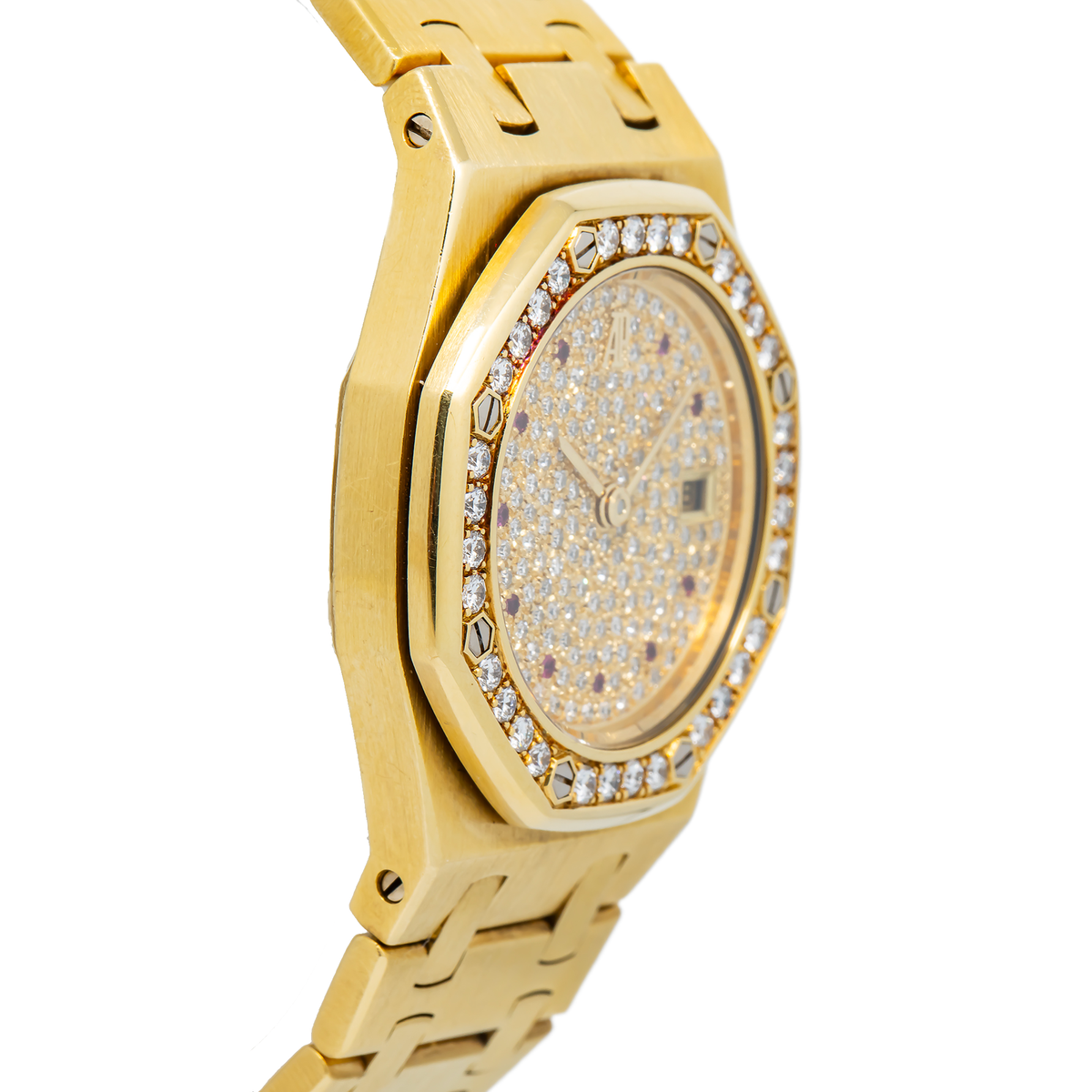 Audemars Piguet Royal Oak 14587BA RARE 18k YG Factory Ruby & Diamonds Auto 30mm