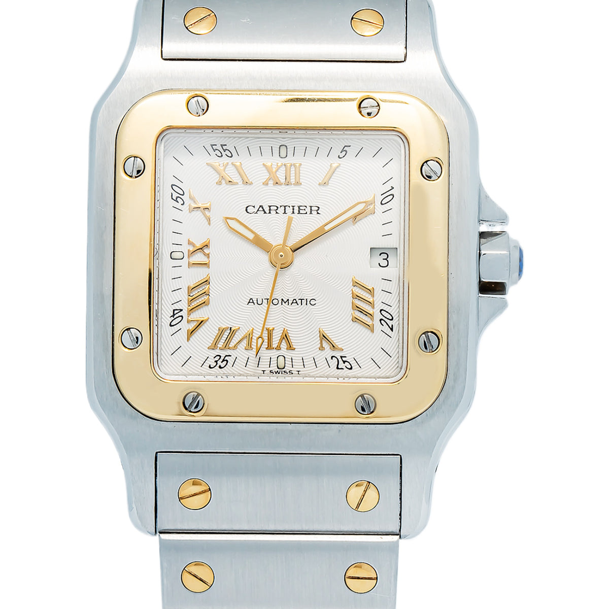 Cartier Santos Galbee 2319 W20041C4 Auto YG Two Tone Silver Dial Unisex 29mm