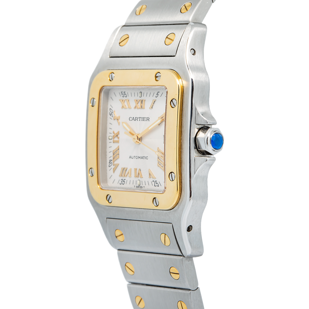 Cartier Santos Galbee 2319 W20041C4 Auto YG Two Tone Silver Dial Unisex 29mm