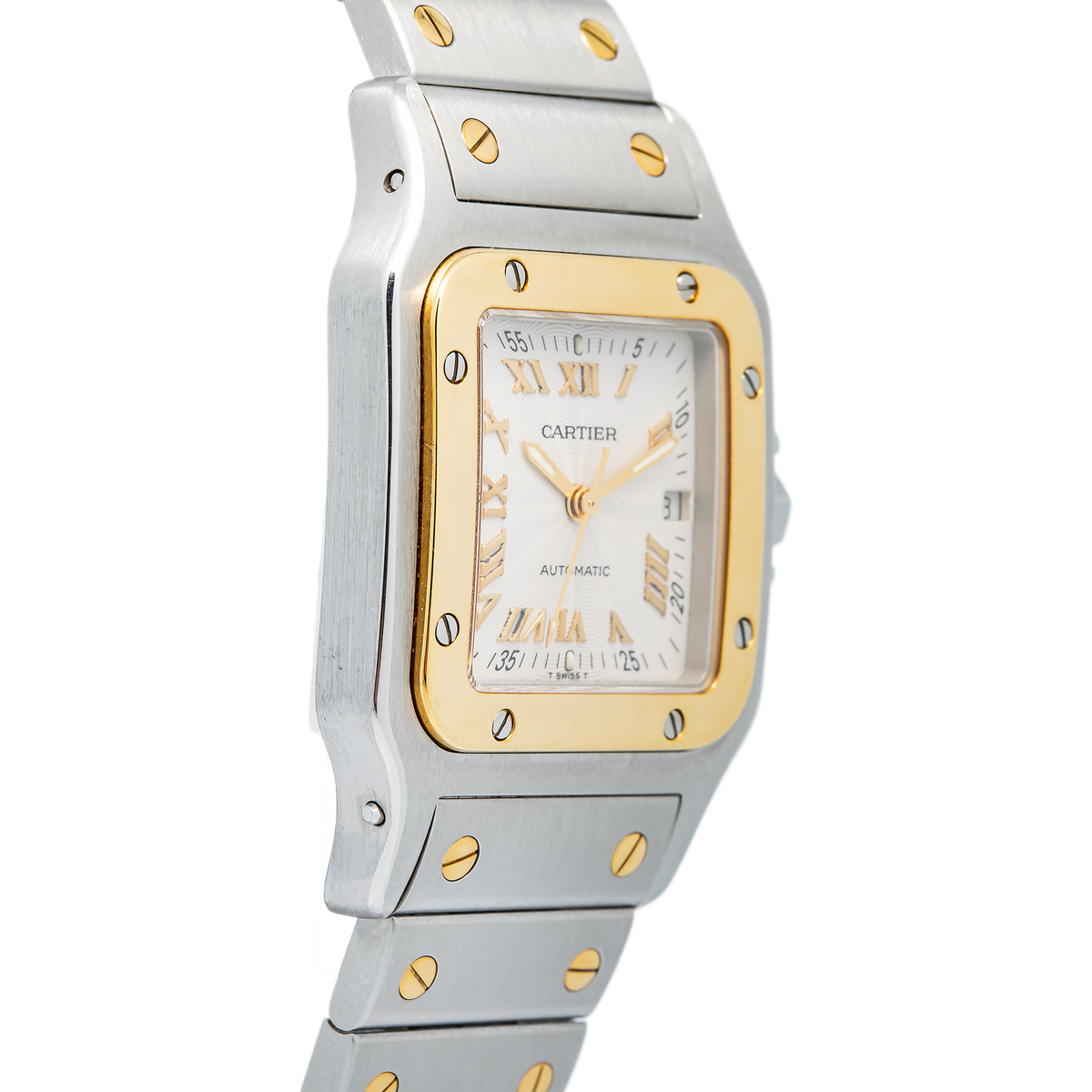 Cartier Santos Galbee 2319 W20041C4 Auto YG Two Tone Silver Dial Unisex 29mm