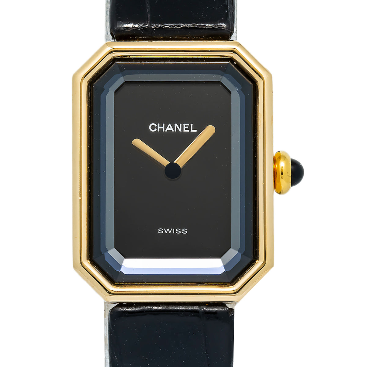 Chanel Premiere H0090 Quartz 18k YG Alligator Strap Black Dial Women's 20mm