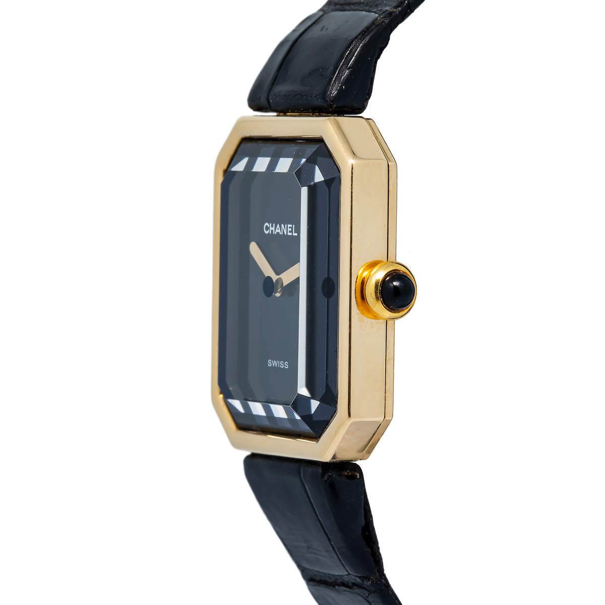 Chanel Premiere H0090 Quartz 18k YG Alligator Strap Black Dial Women's 20mm