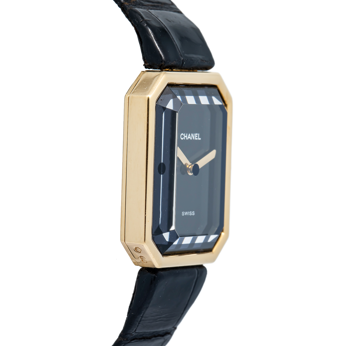 Chanel Premiere H0090 Quartz 18k YG Alligator Strap Black Dial Women's 20mm