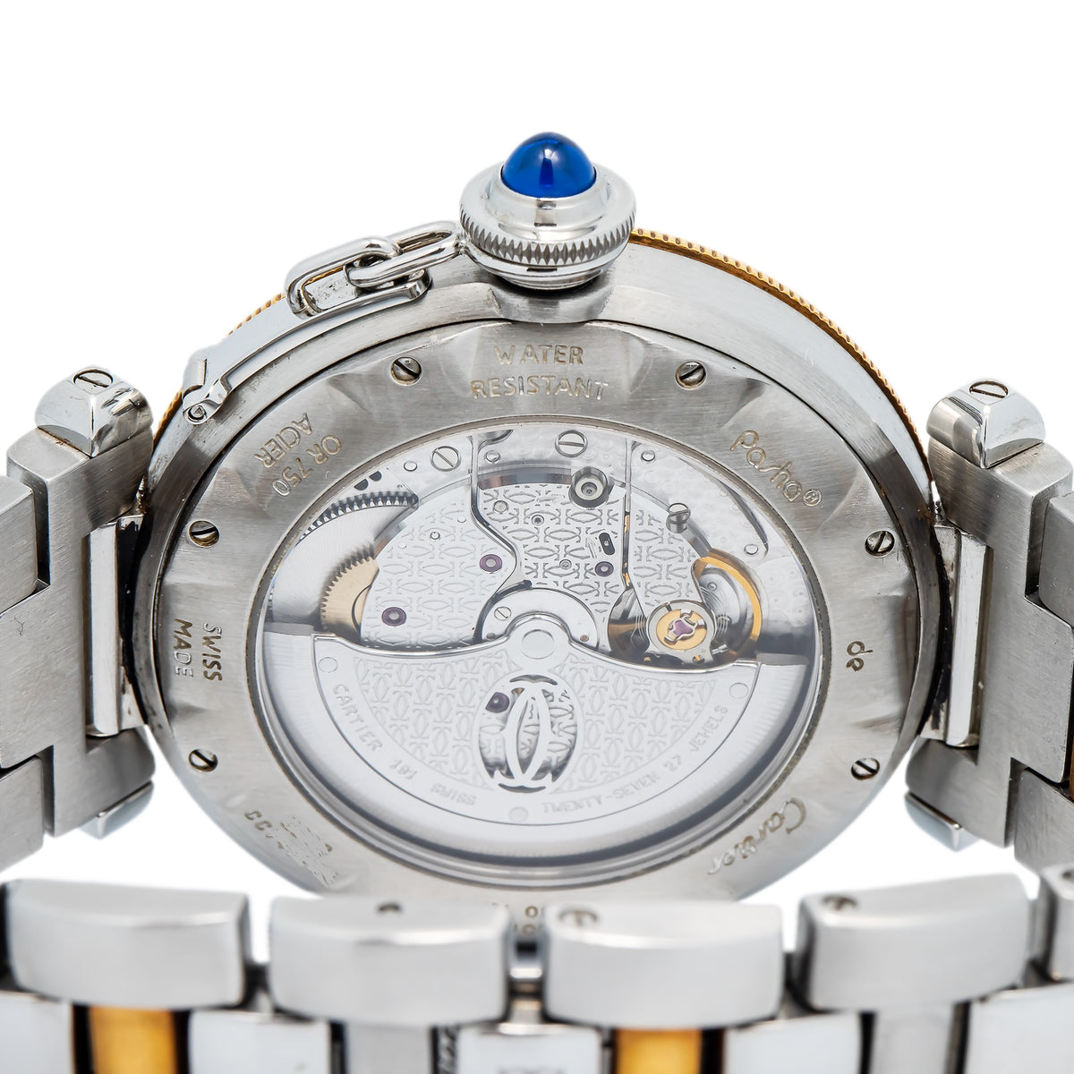 Cartier Pasha 2378 W31035T6 Auto 18k YG Two Tone Silver Dial Men's Watch 38mm