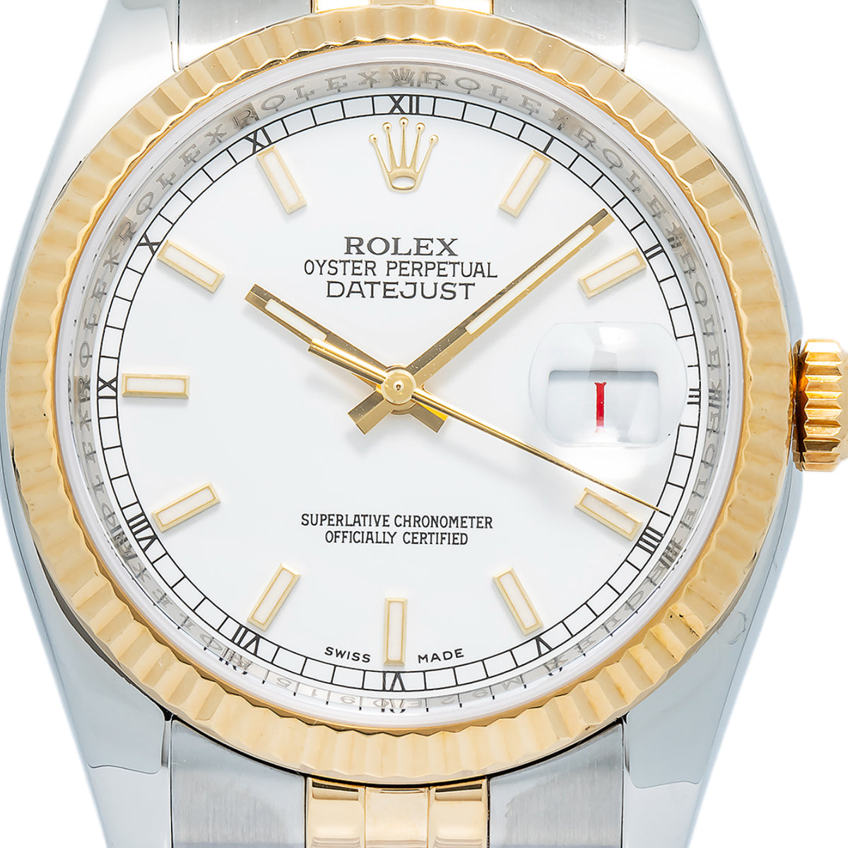 Rolex Datejust 116233 Automatic Yellow Gold Two Tone White Dial Men's Watch 36mm