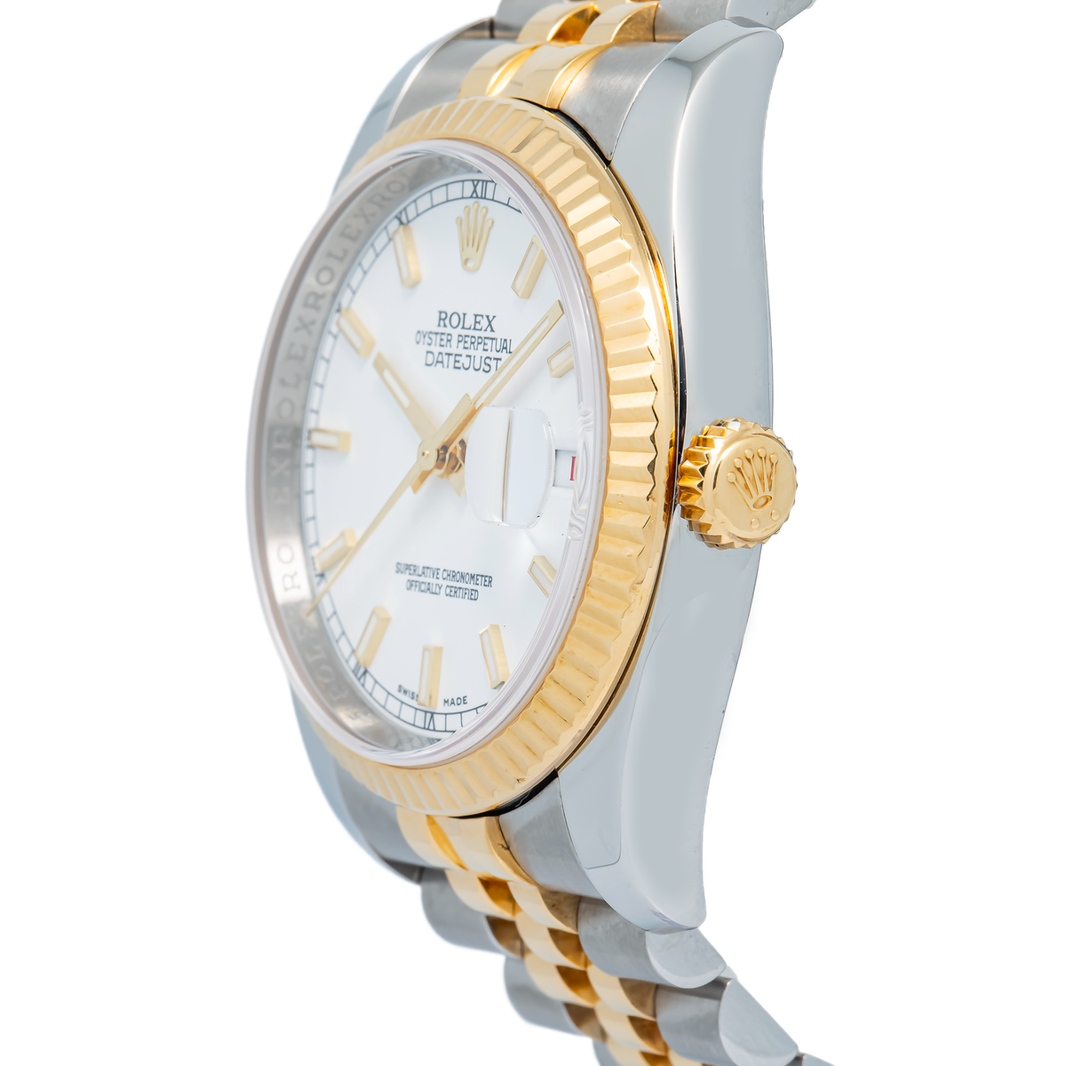 Rolex Datejust 116233 Automatic Yellow Gold Two Tone White Dial Men's Watch 36mm