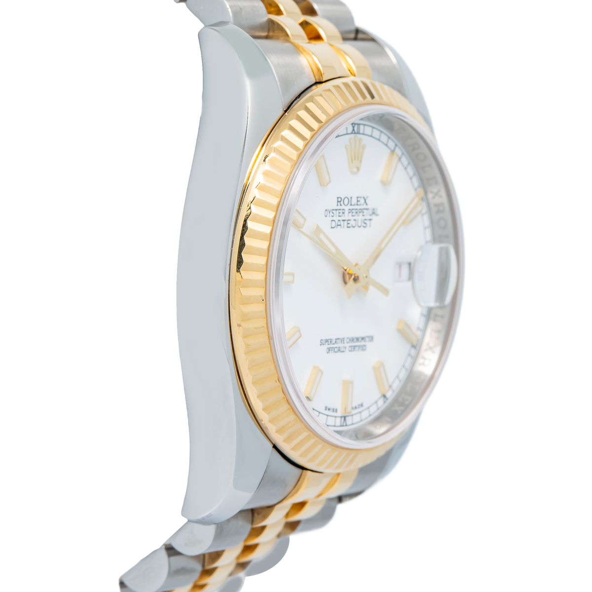 Rolex Datejust 116233 Automatic Yellow Gold Two Tone White Dial Men's Watch 36mm