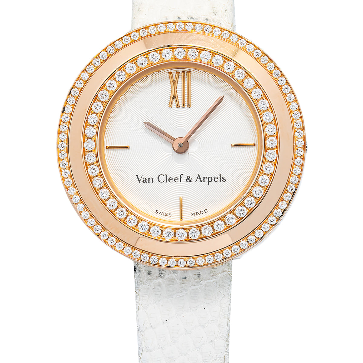 Van Cleef & Arpels Charms 2575164 Quartz DIamond RG White Dial Women's 25mm