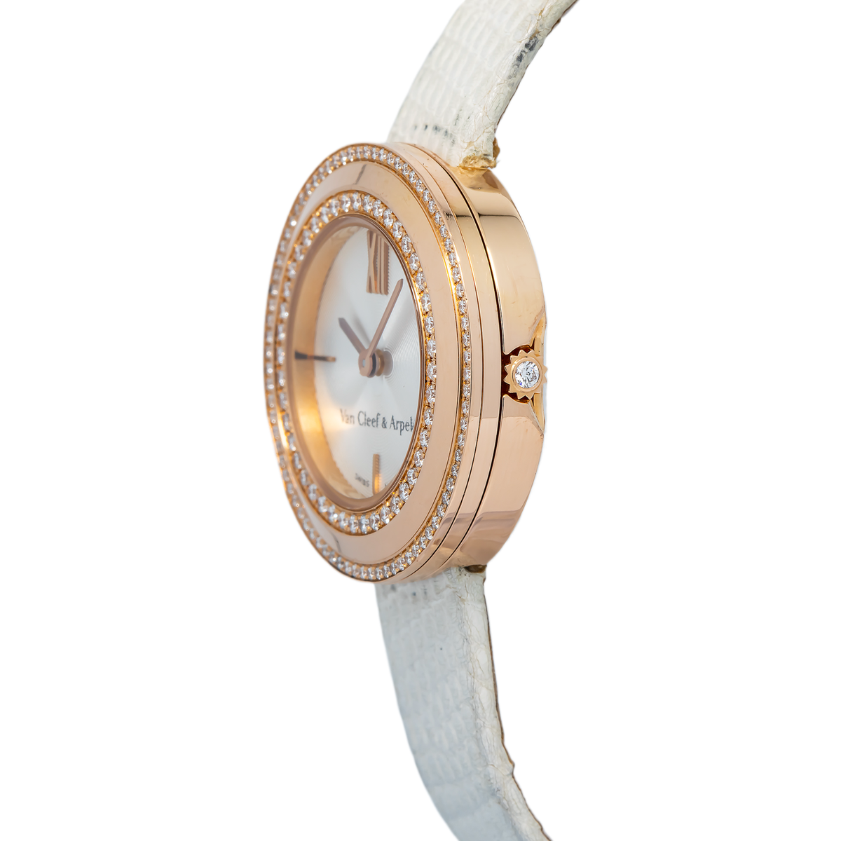 Van Cleef & Arpels Charms 2575164 Quartz DIamond RG White Dial Women's 25mm