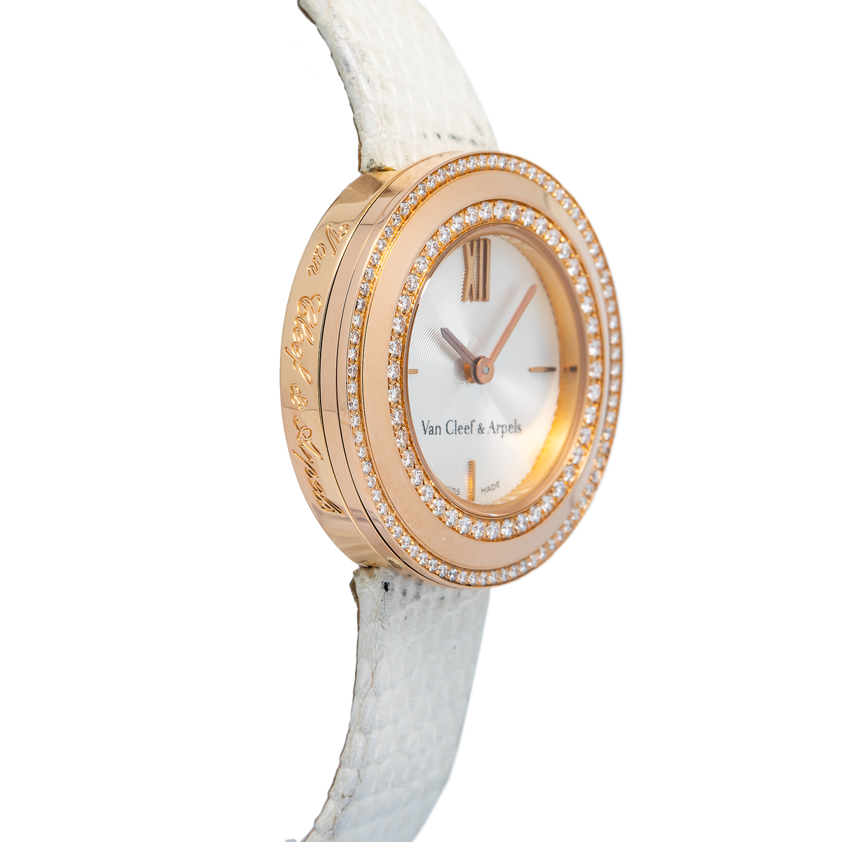 Van Cleef & Arpels Charms 2575164 Quartz DIamond RG White Dial Women's 25mm