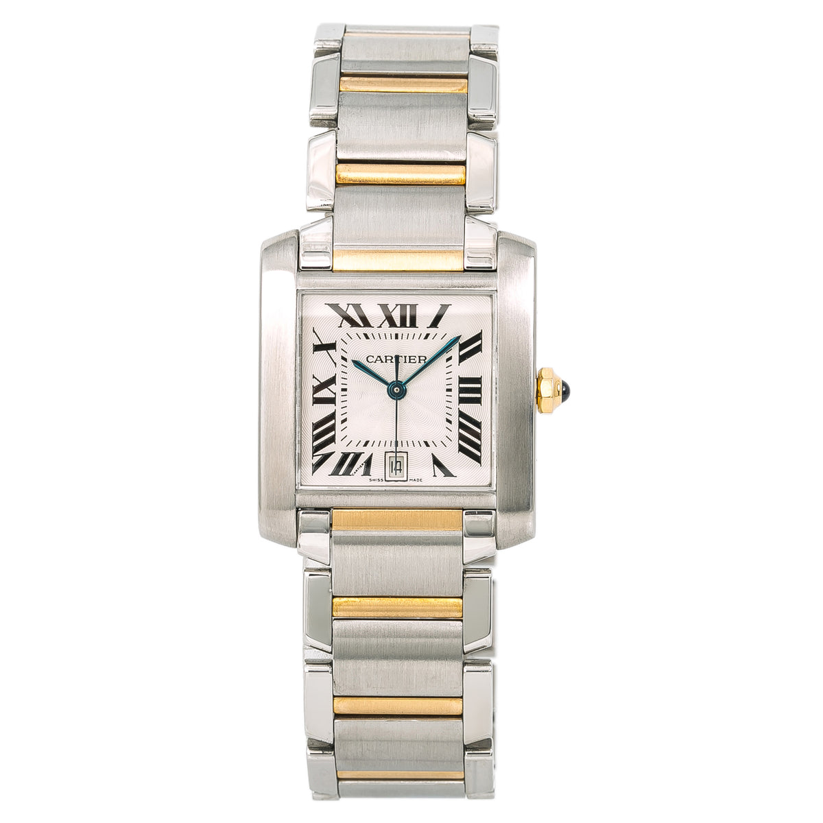 Cartier Tank Francaise 2302 W51005Q4 Auto YG Two Tone Silver Dial Men's 28mm