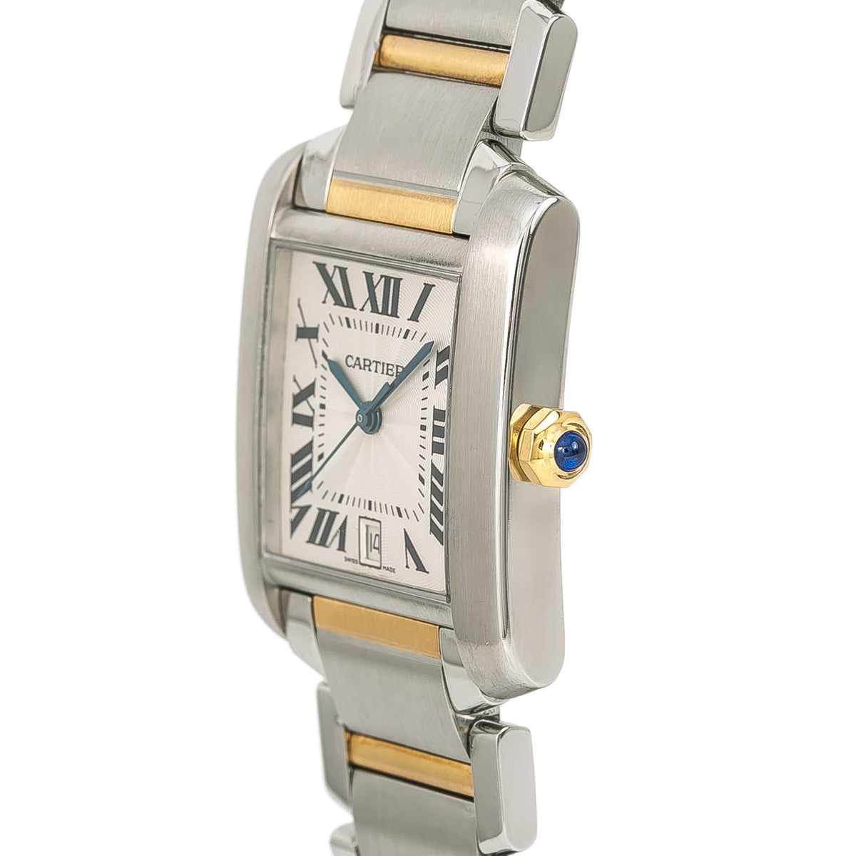 Cartier Tank Francaise 2302 W51005Q4 Auto YG Two Tone Silver Dial Men's 28mm