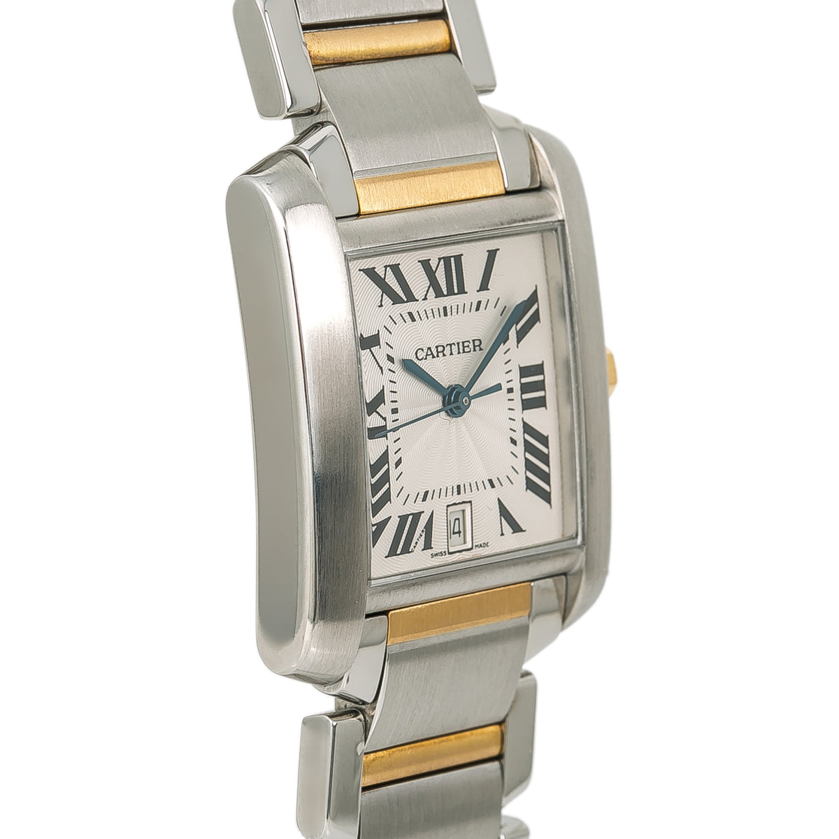 Cartier Tank Francaise 2302 W51005Q4 Auto YG Two Tone Silver Dial Men's 28mm