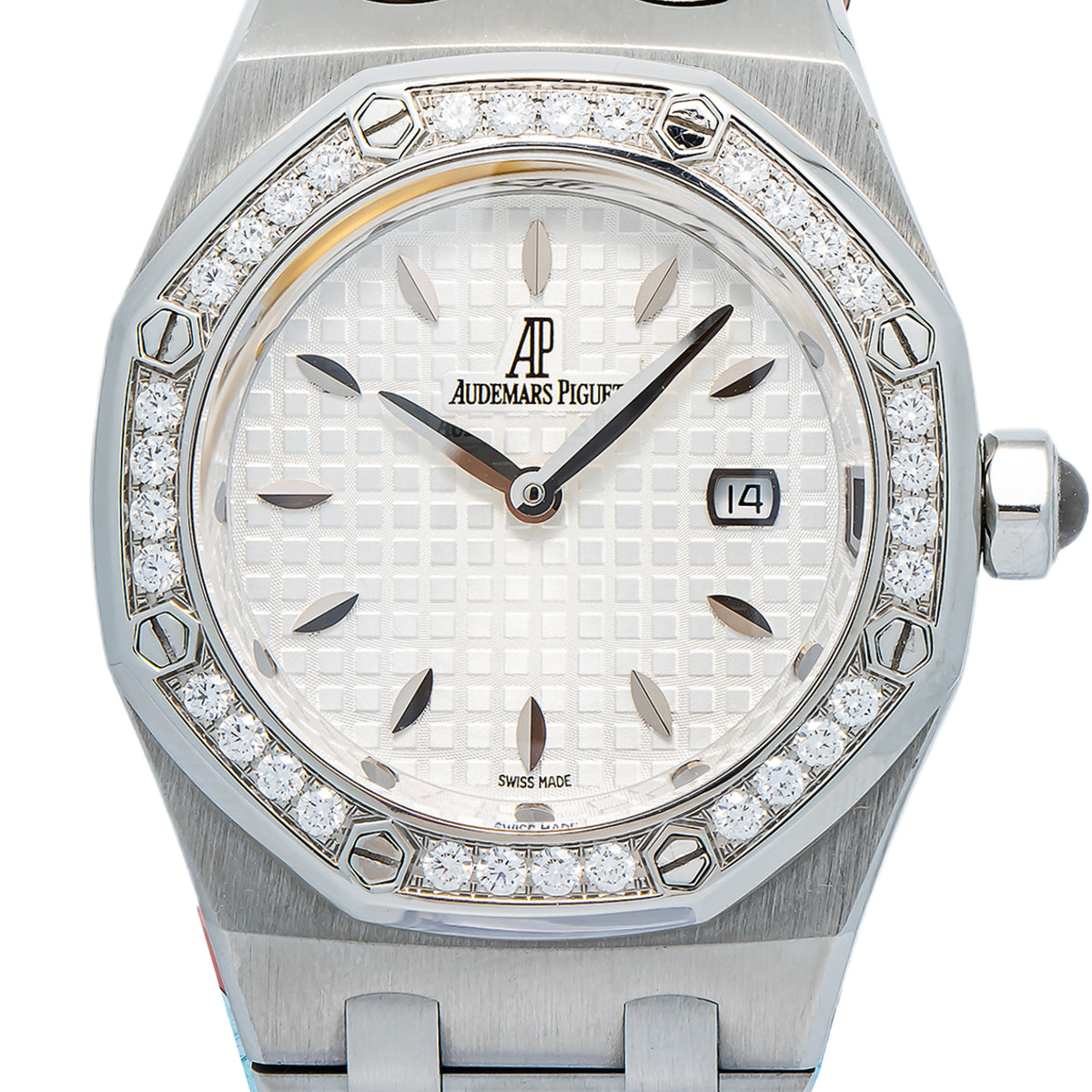 Audemars Piguet Royal Oak 67601 Quartz Stainless Steel Diamond Bezel Watch 33mm