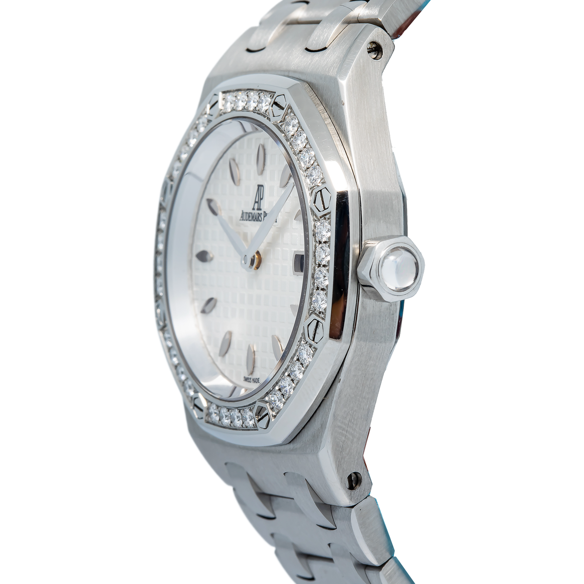 Audemars Piguet Royal Oak 67601 Quartz Stainless Steel Diamond Bezel Watch 33mm