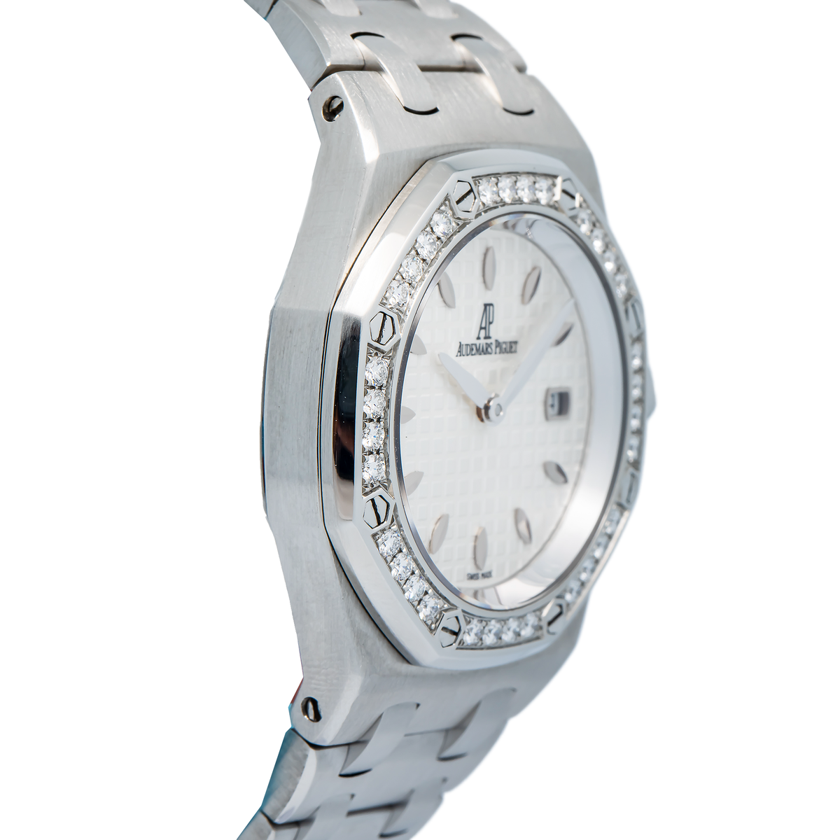 Audemars Piguet Royal Oak 67601 Quartz Stainless Steel Diamond Bezel Watch 33mm