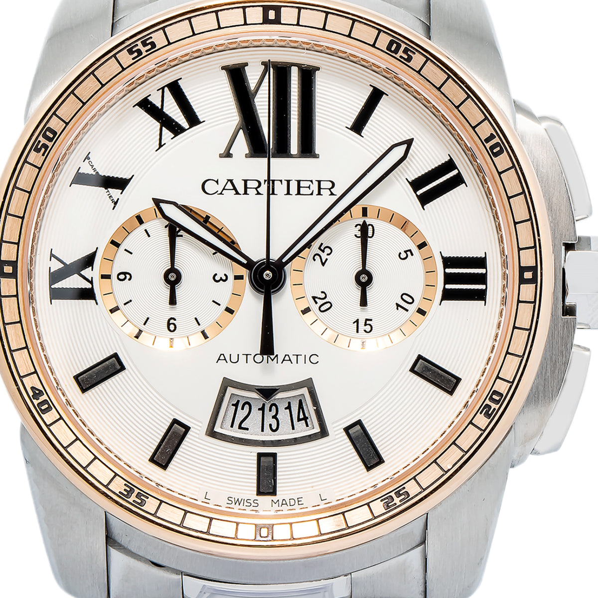 Cartier Calibre de Chronograph 3578 W7100042 Rose Gold Two Tone Auto Men's 42mm
