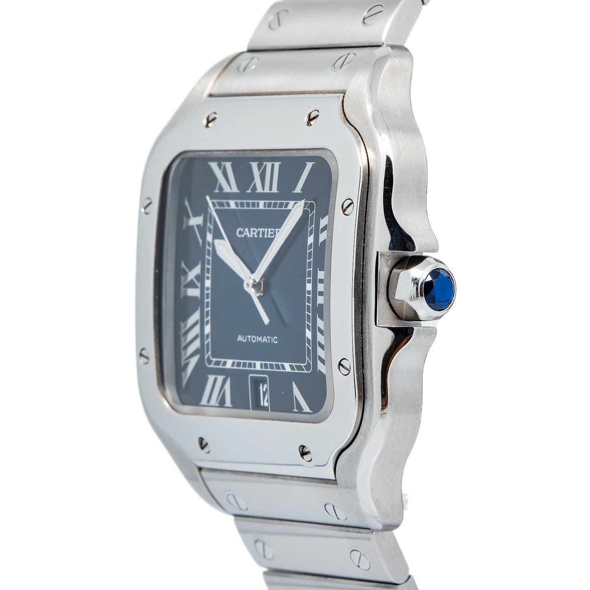 Cartier Santos 4072 WSSA0013 Auto Stainless Steel Blue Dial Men's Watch 38mm