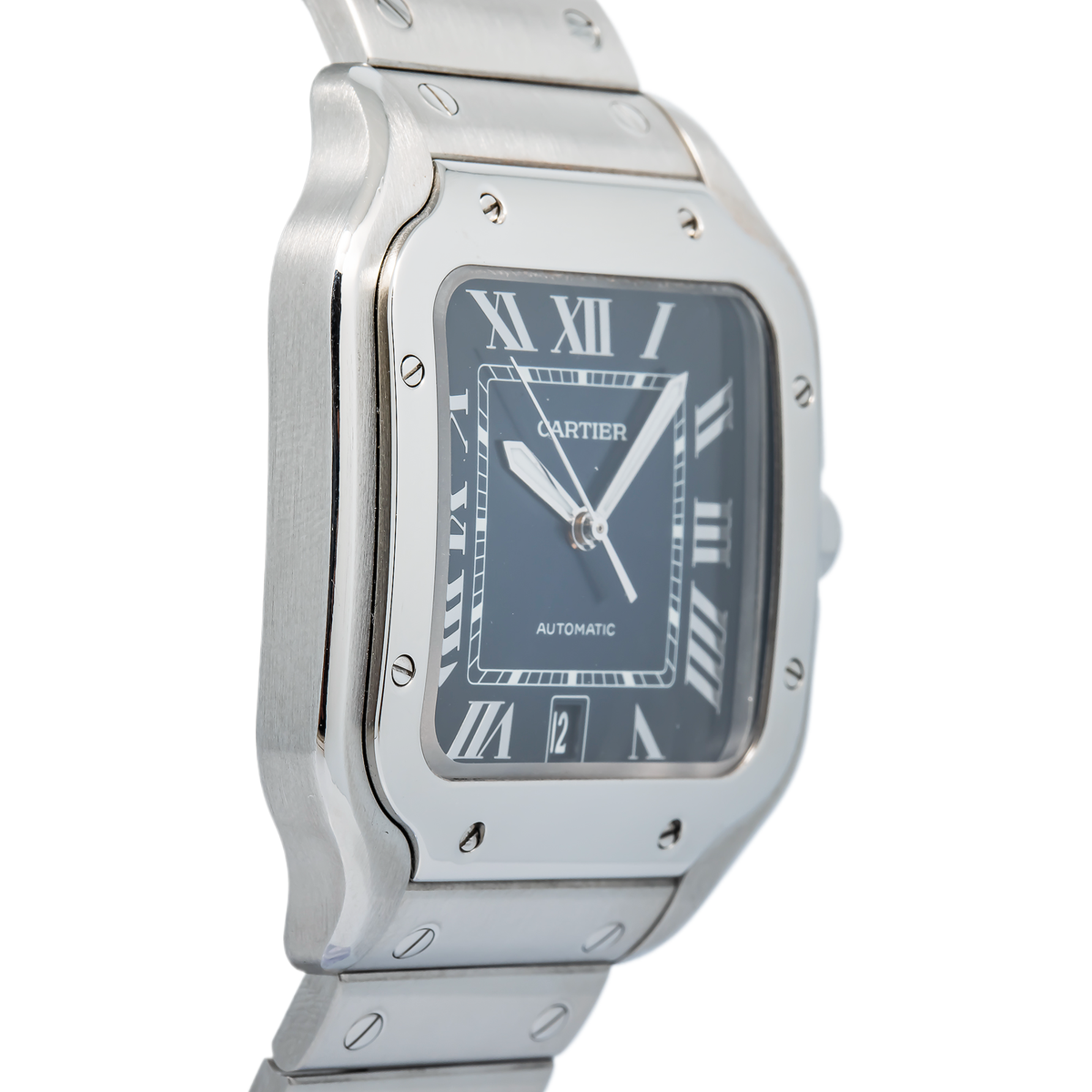 Cartier Santos 4072 WSSA0013 Auto Stainless Steel Blue Dial Men's Watch 38mm