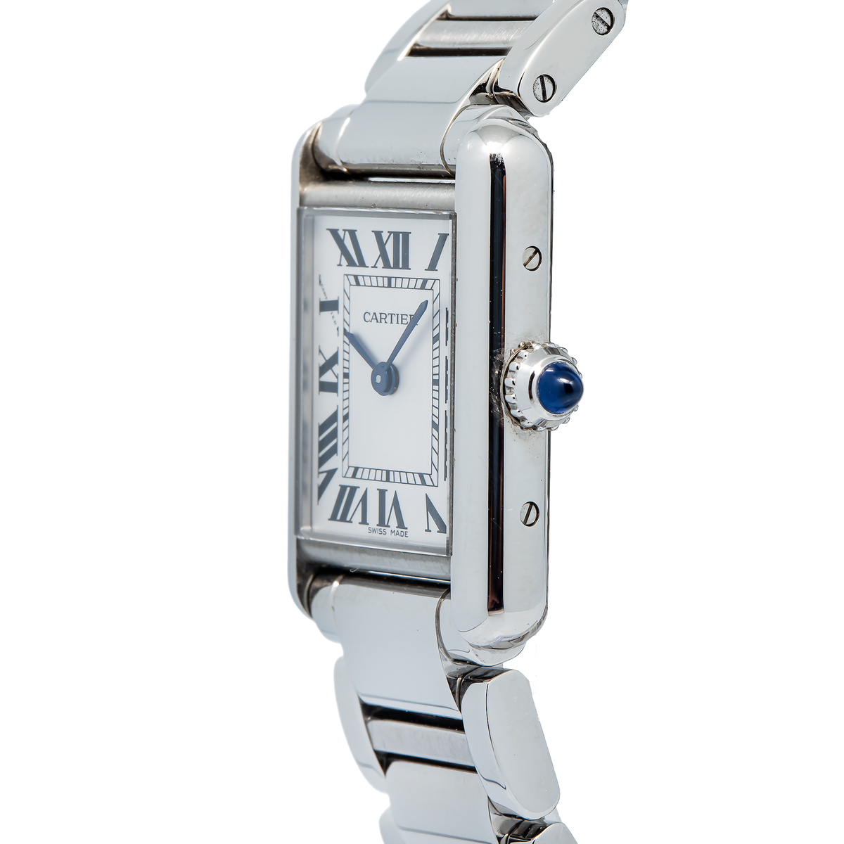 Cartier Tank 4322 WSTA0107 Quartz Stainless Steel Silver Dial Women's Watch 22mm