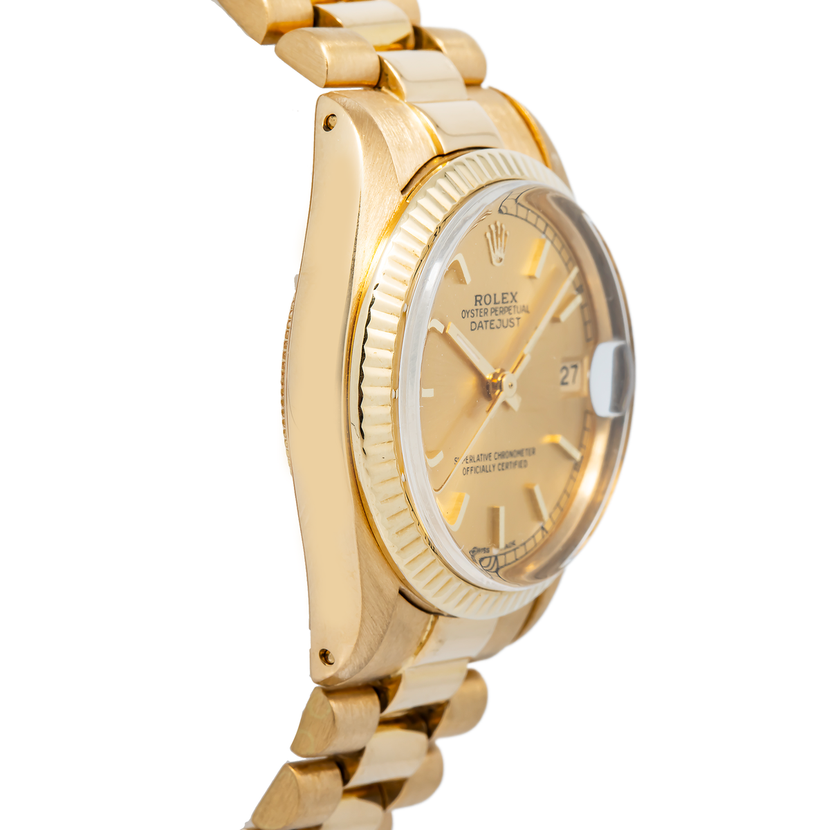 Rolex DateJust 6824 Auto 18k YG President champagne Dial Women's Watch 31mm