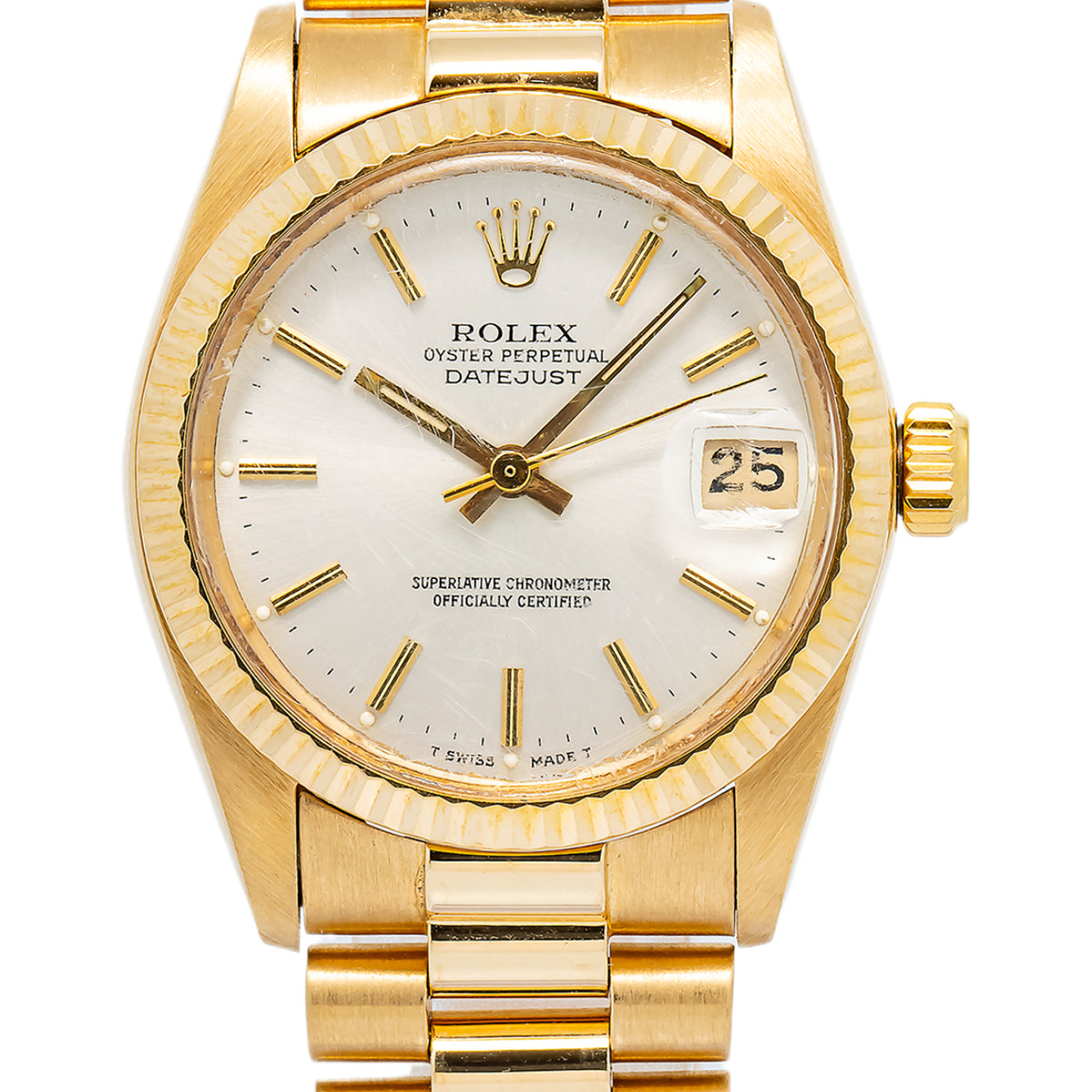 Rolex Datejust President M6827/8 w/Service Paper Automatic 18k YG Unisex 31mm